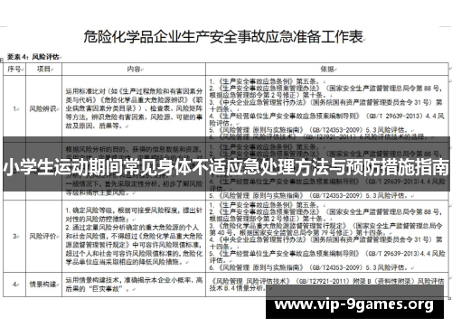 小学生运动期间常见身体不适应急处理方法与预防措施指南